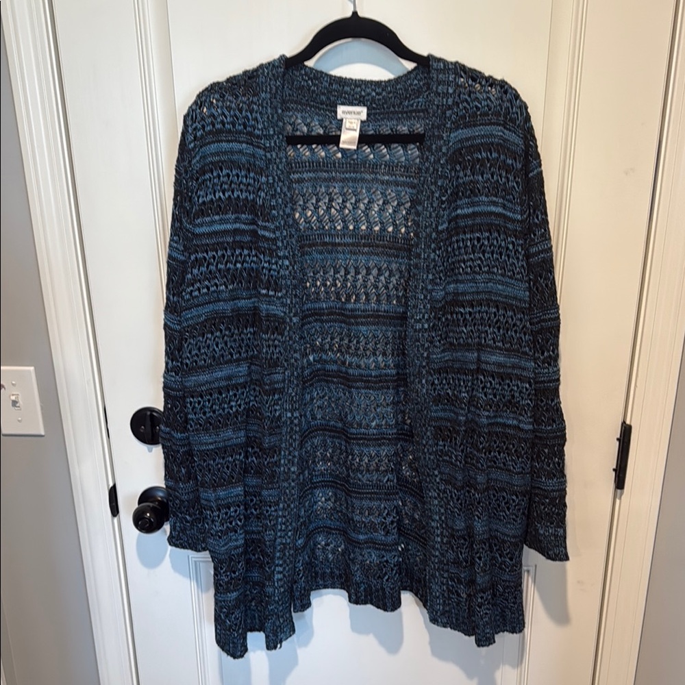 Women's Blue Open-Knit Sweater